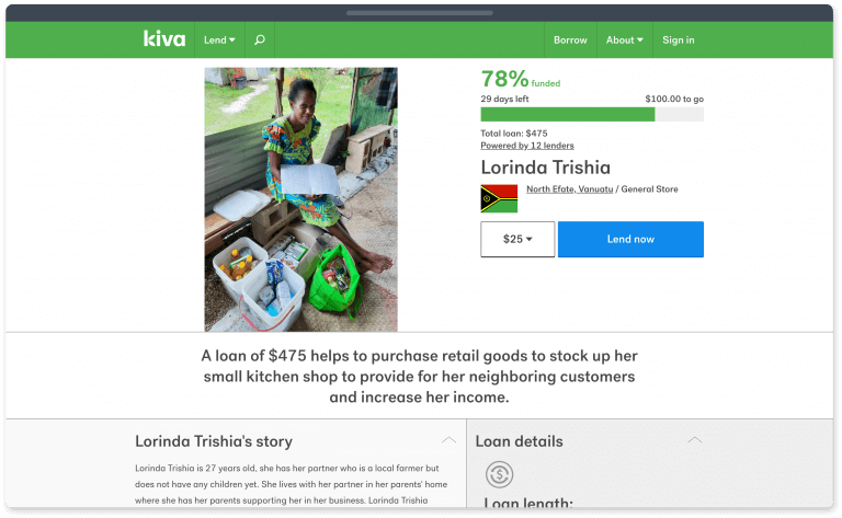 Kiva is the best microlending fundraising website that helps underserved communities.