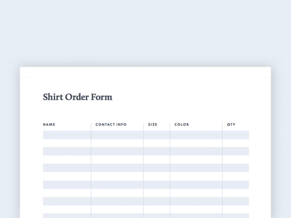 T-Shirt Order Form  Free PDF & Excel Template  Bonfire Pertaining To Blank T Shirt Order Form Template