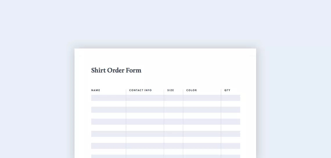 Free T-Shirt Order Form Template (Excel, Google Sheets, PDF)