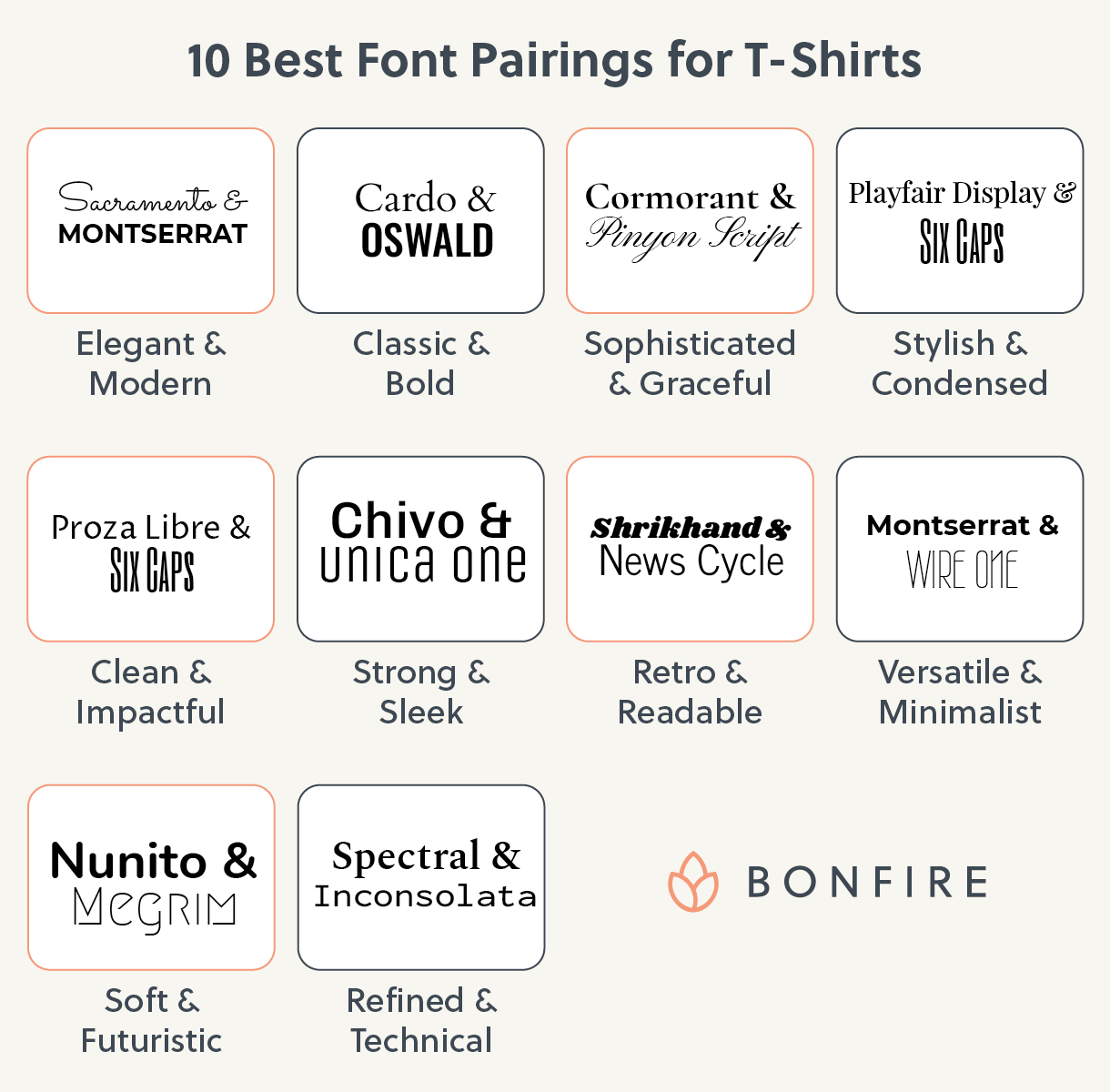 10 of the best font pairings for t-shirts.