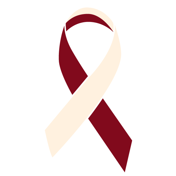 Burgundy and Ivory colored Sinus Cancer ribbon