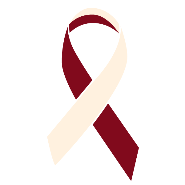 Burgundy and ivory colored Oral Cancer ribbon