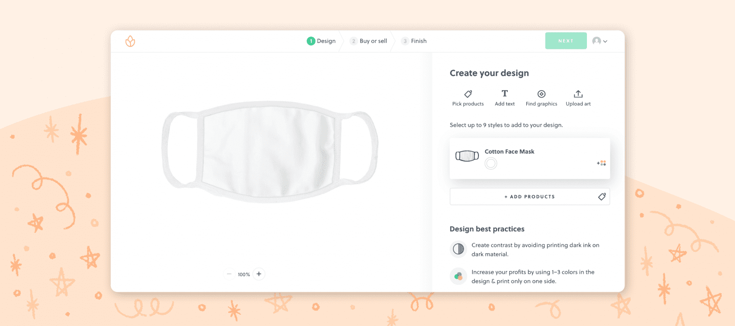 use an online editing tool to design your custom face mask