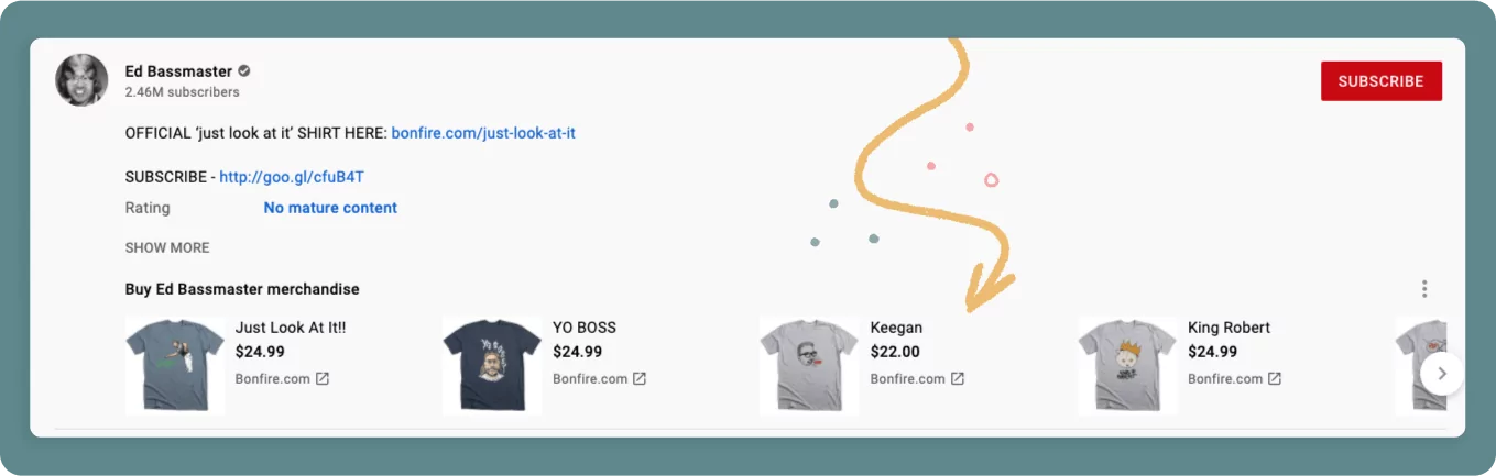 Use Bonfire's Merch Shelf integration to sell your merch