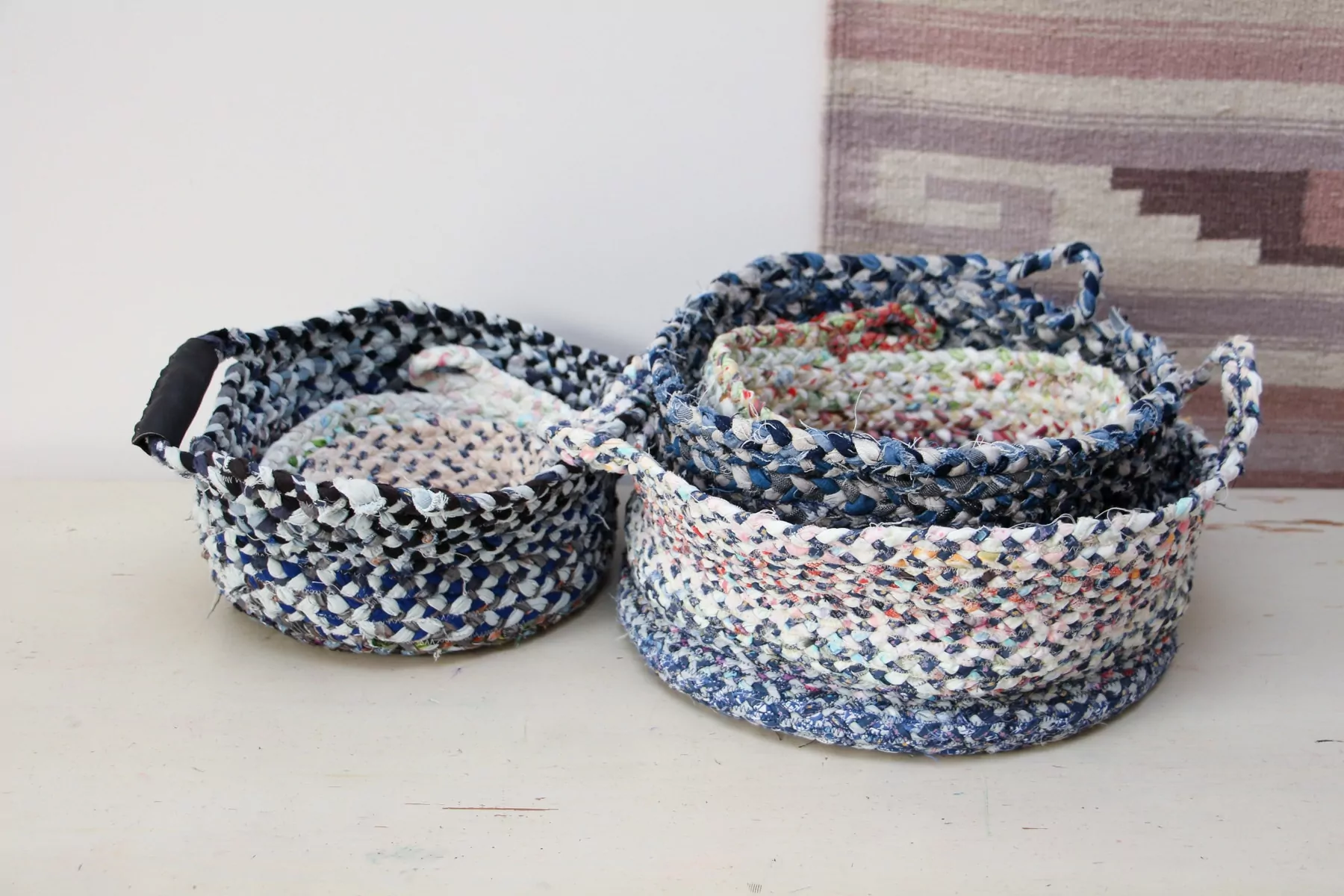 Bowls made out of recycled t-shirts.