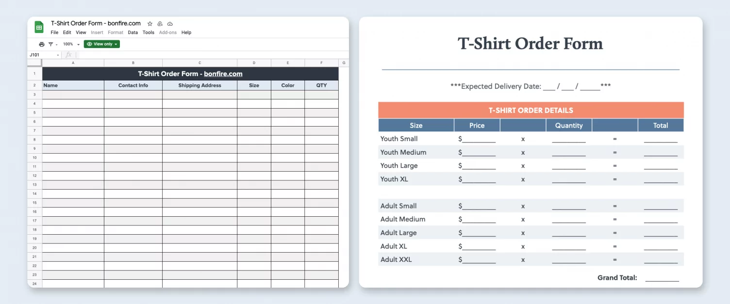 Free T Shirt Order Form Template Word