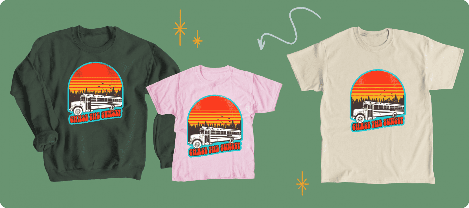 Chase the Sunset Retro collection merch from the famous TikTok creator Skye Hitchcock.