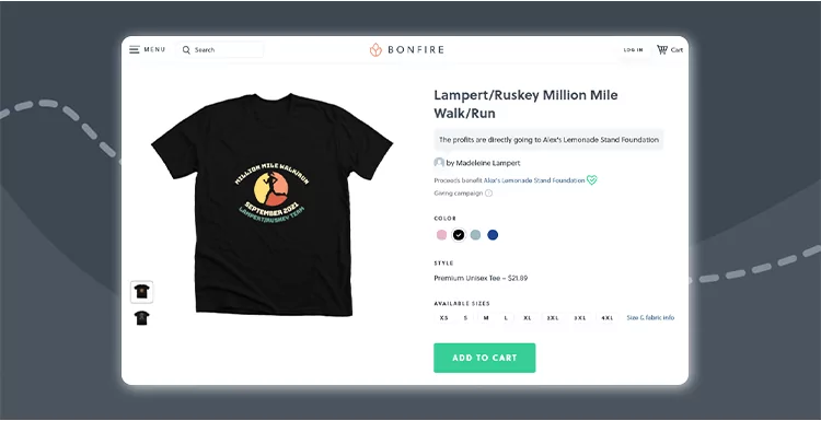 Walkathon software like Bonfire’s t-shirt fundraising platform will help you secure donations.