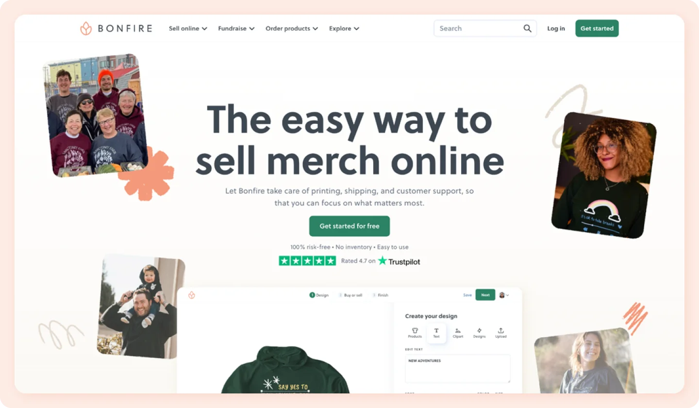 A screenshot of the Bonfire homepage.