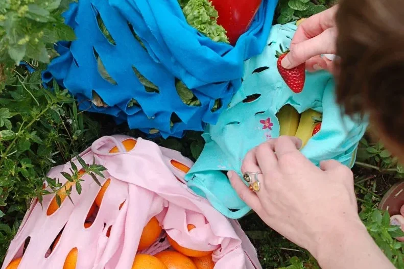 Produce bags made from old t-shirts