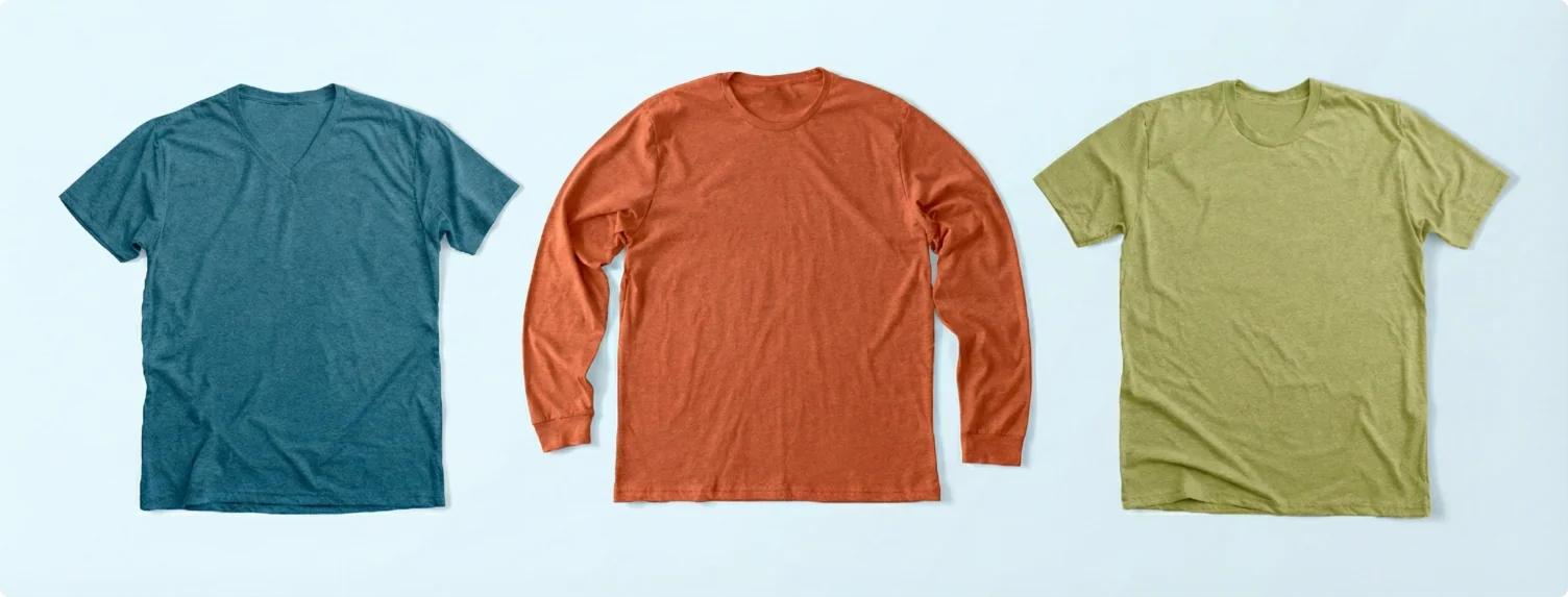 CVC Blend Shirts: V-Neck Unisex Tee, Premium Long Sleeve Tee, and Premium Unisex Tee